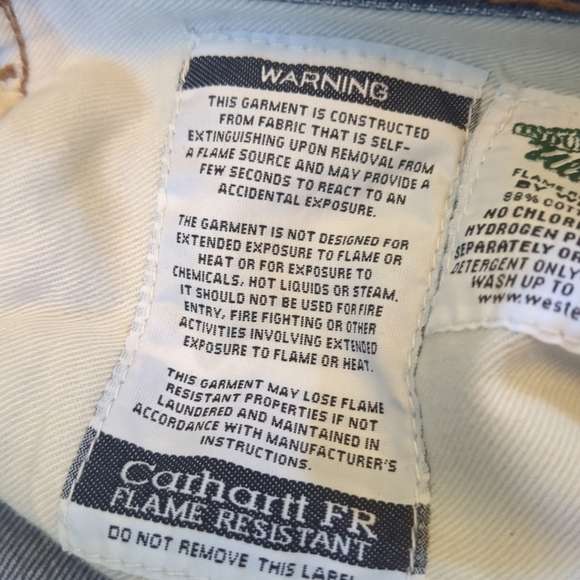 Carhartt Jeans Mens 36X31 Utility Flame Resistant Logo Workwear 5 Pocket - Picture 11 of 11
